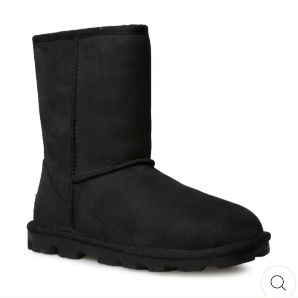 UGG Essential Short Leather Black Boots.